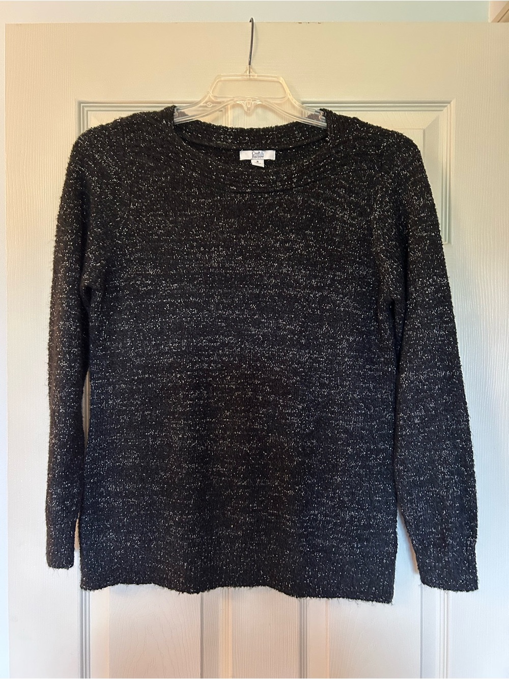 croft & barrow Black and White Speckled Crewneck Sweater
